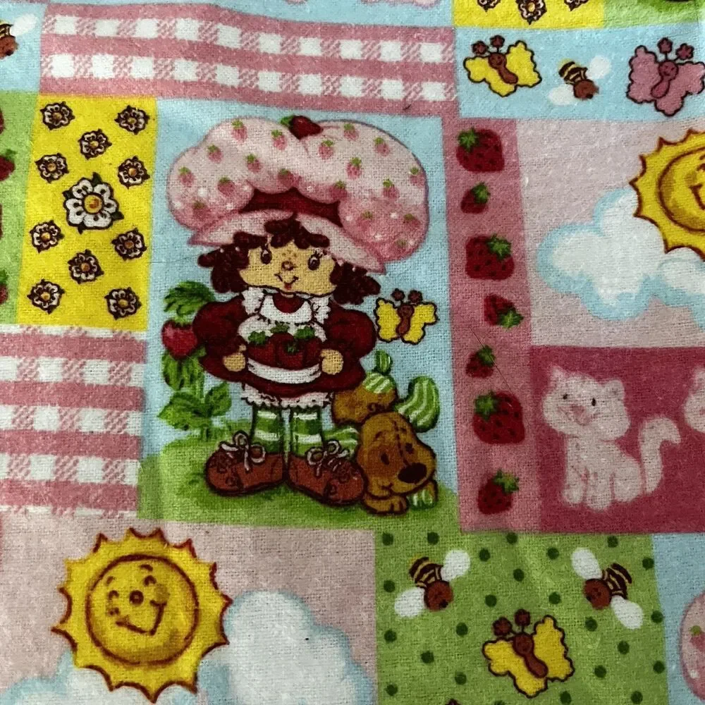 Strawberry Shortcake Patchwork Flannel Fabric Remnant 20